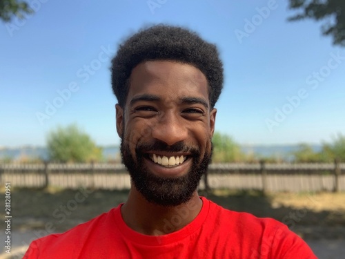 Beautiful black man outside