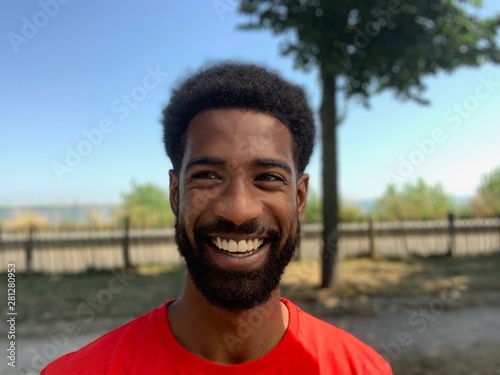 Beautiful black man outside