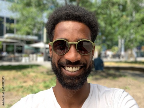 Beautiful black man outside