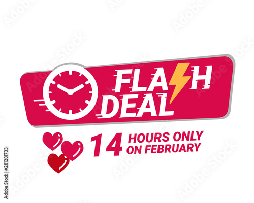 February in love flash sale banner template design - Vector
