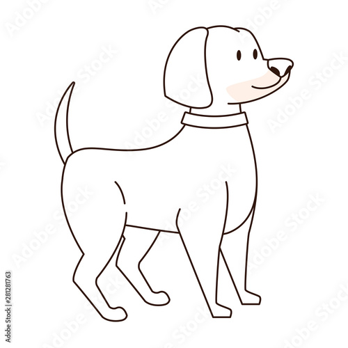 Cute dog puppy pet cartoon in black and white