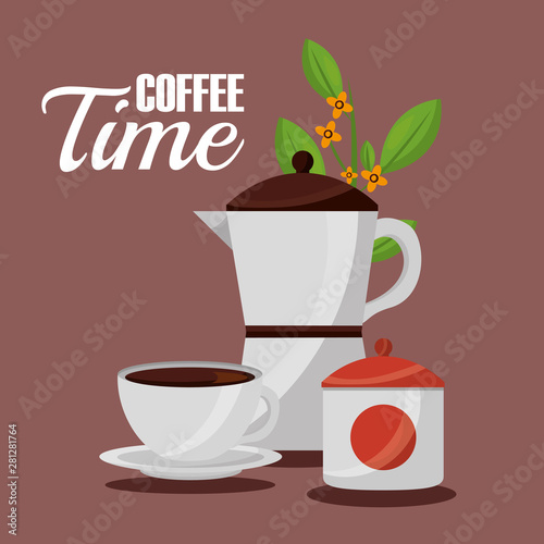 Coffee pot and cup vector design