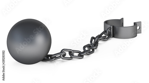 Shackles isolated on white background. 3D rendering.