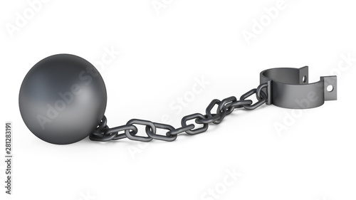 Shackles isolated on white background. 3D rendering.