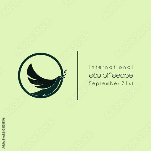 International day of Peace with pigeon icon logo, that celebrate on september 21st