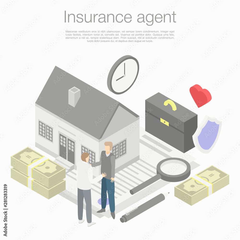 Insurance agent concept background. Isometric illustration of insurance agent vector concept background for web design