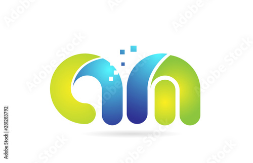 am a m blue green combination alphabet letter logo icon design