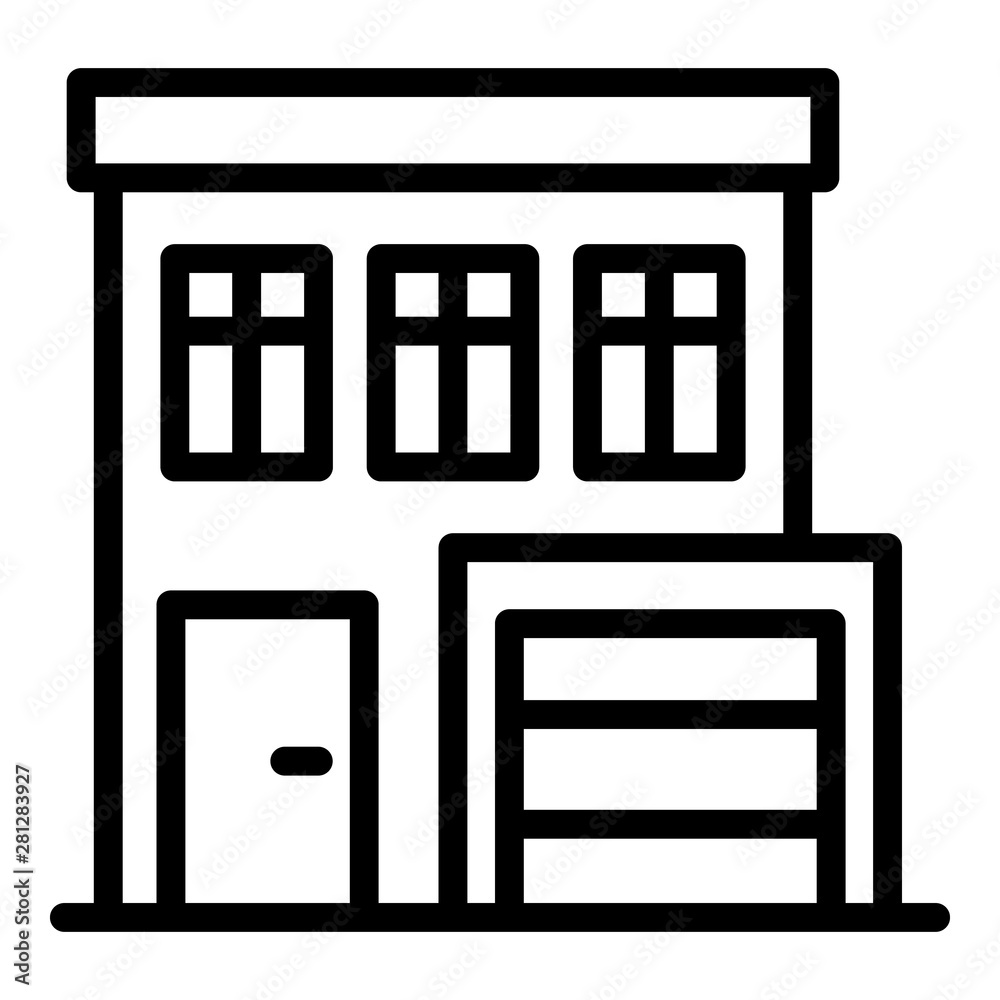House with garage icon. Outline house with garage vector icon for web design isolated on white background House with garage icon. Outline house with garage vector icon for web design isolated on white background