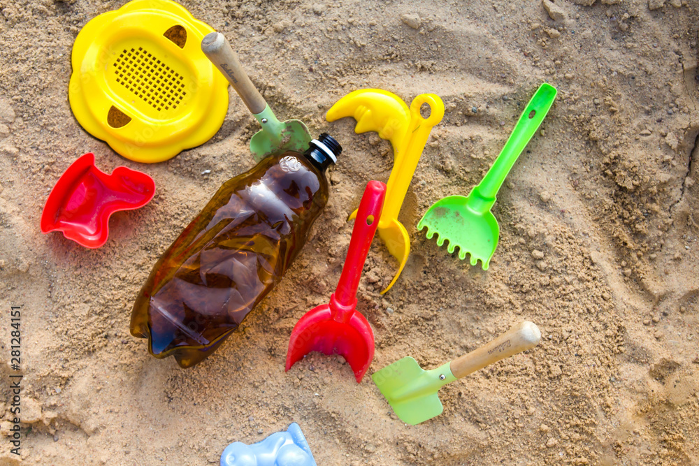 Plastic bottle in the grass, environmental pollution Plastic bottle in the grass, environmental pollution