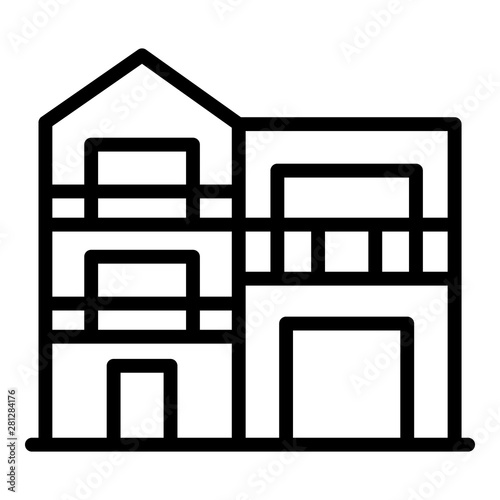 Modern two story house icon. Outline modern two story house vector icon for web design isolated on white background