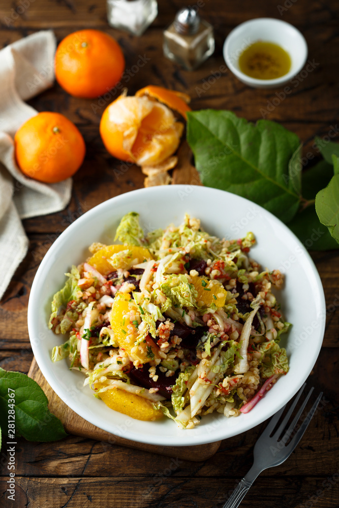 Cabbage salad with orange and beetroot Cabbage salad with orange and beetroot