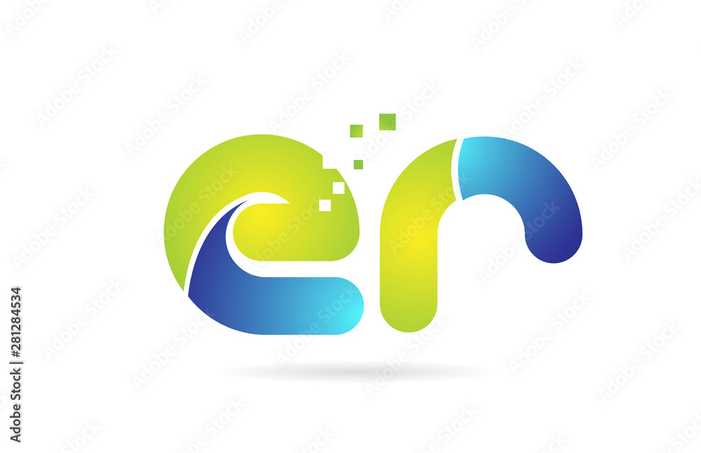 er e r blue green combination alphabet letter logo icon design er e r blue green combination alphabet letter logo icon design