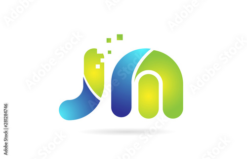 jm j m blue green combination alphabet letter logo icon design