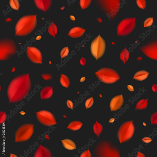 Autumn seamless pattern, background with red leaves, fall nature vector design elements. Web layout template