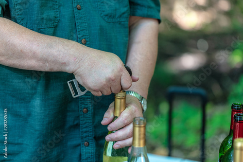 Opening Wine Bottle with Wine Opener