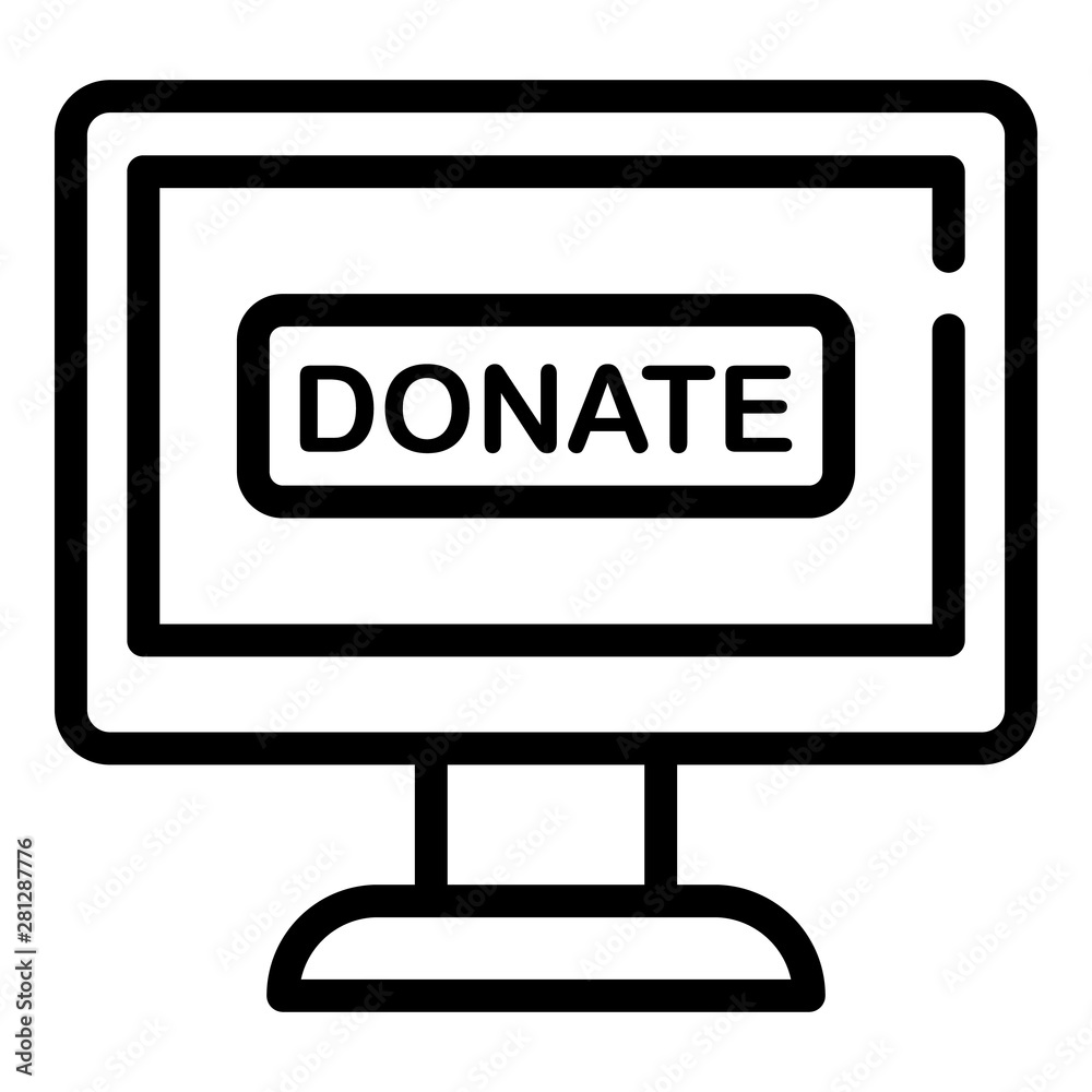 Donate button on the screen icon. Outline donate button on the screen vector icon for web design isolated on white background Donate button on the screen icon. Outline donate button on the screen vector icon for web design isolated on white background