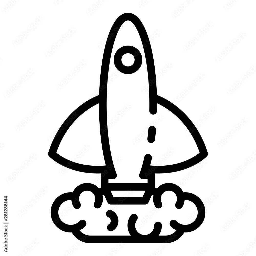 Rocket takeoff icon. Outline rocket takeoff vector icon for web design isolated on white background Rocket takeoff icon. Outline rocket takeoff vector icon for web design isolated on white background