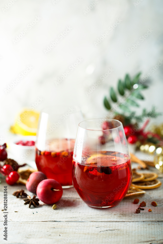 Traditional homemade berry punch with spices