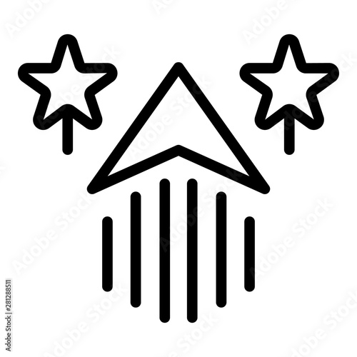 Up arrow and stars icon. Outline up arrow and stars vector icon for web design isolated on white background