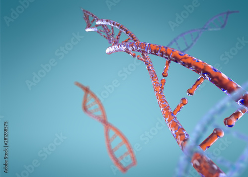3D model dna. 3d render heredity. 3d image dnk molecule.