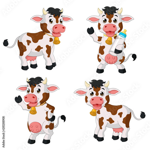 Cartoon funny cow collection set
