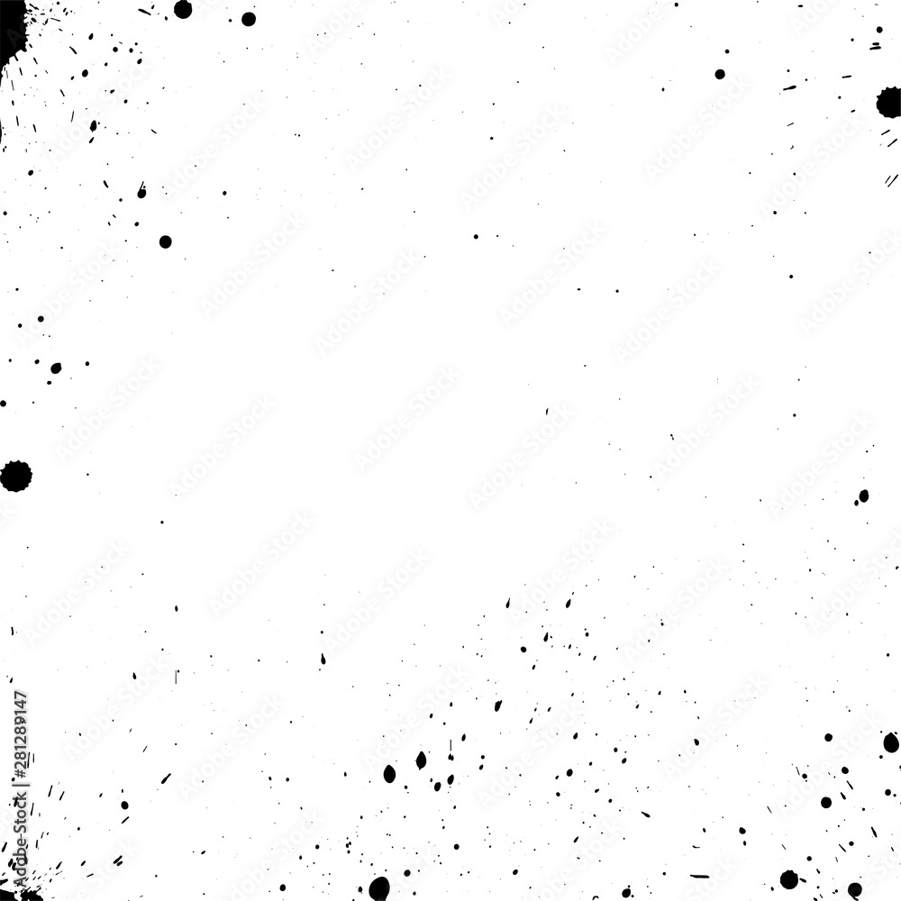 Ink splashes seamless pattern. Black and white spray texture