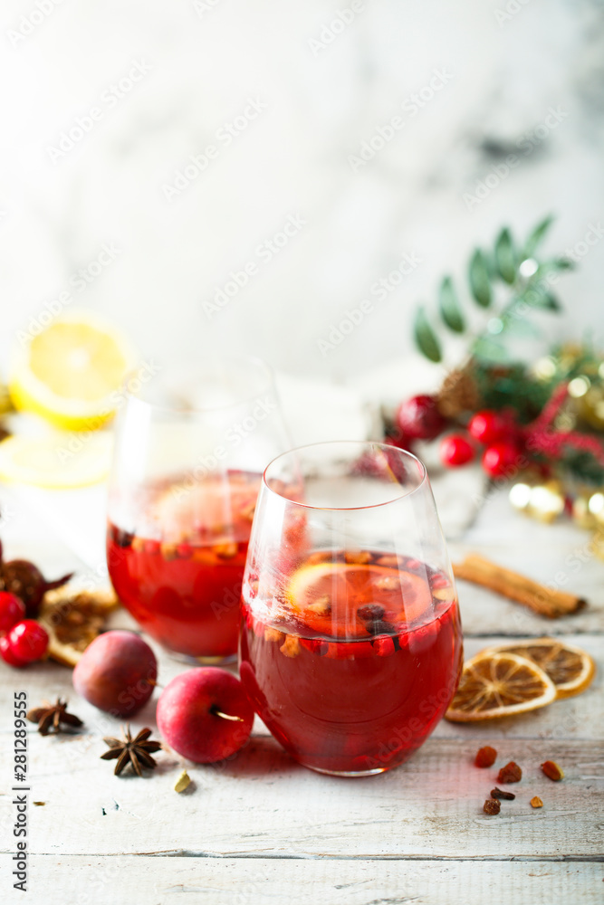 Traditional homemade berry punch with spices Traditional homemade berry punch with spices