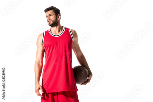 basketball player with ball Isolated On White with copy space © LIGHTFIELD STUDIOS