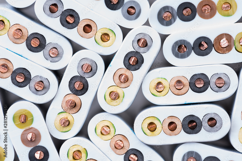 Fototapeta premium Electrical cable close-up, cross section, energy and technology concept