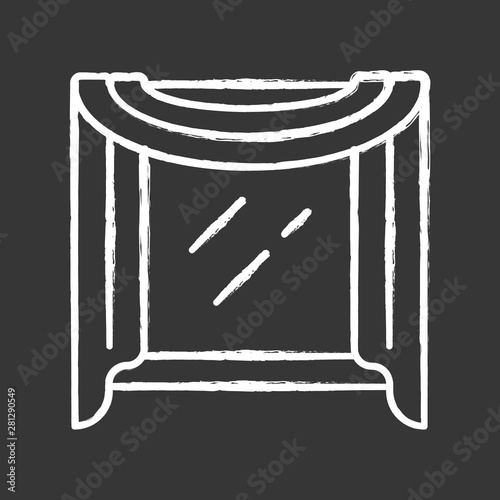 Window scarf chalk icon. Window top coverings. Living room, bedroom, kitchen drapery design. Home interior decoration. House furnishing. Isolated vector chalkboard illustration