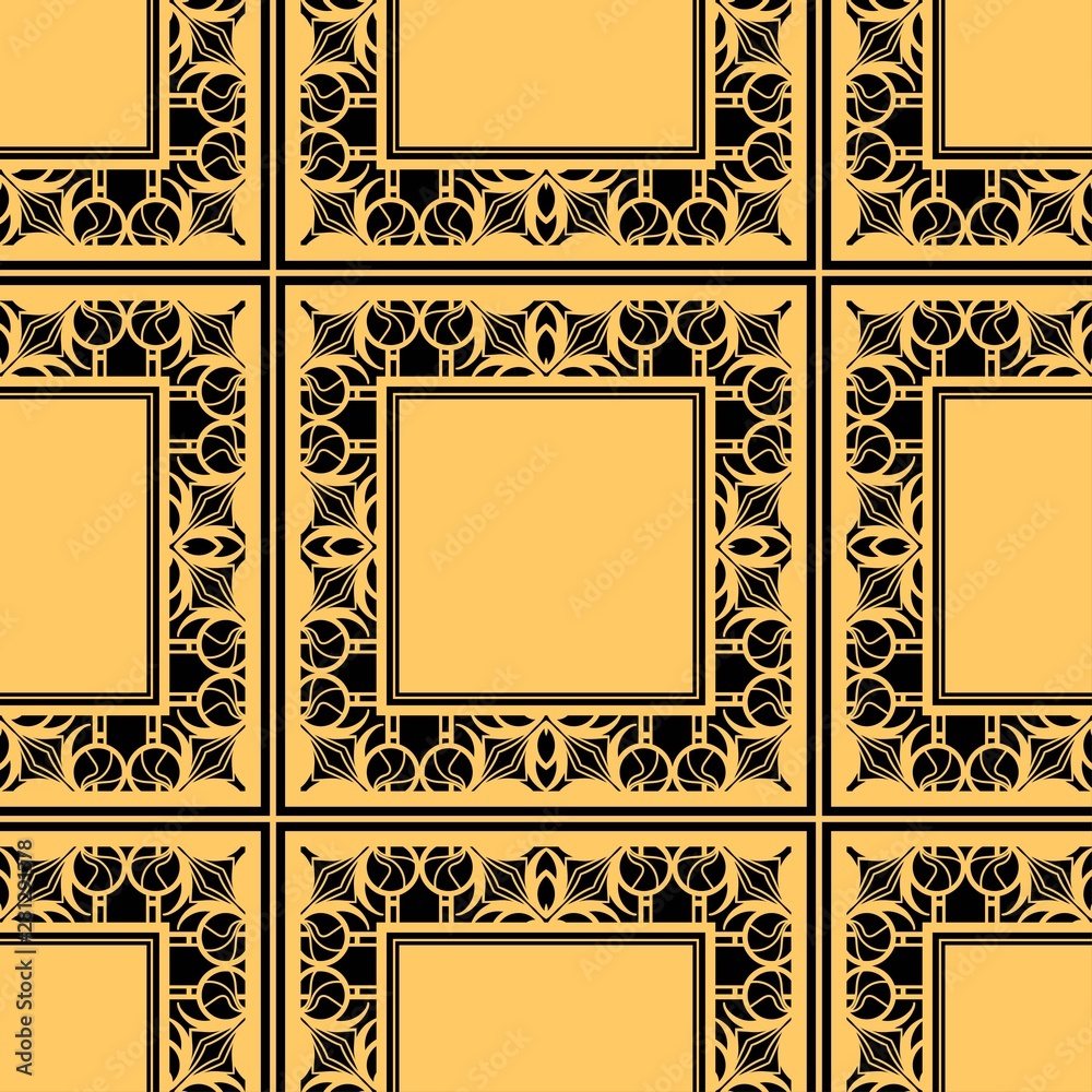 Obraz premium Vintage golden ornate seamless retro pattern. Modern art deco textured background for wallpapers, wrapping papers and other designs