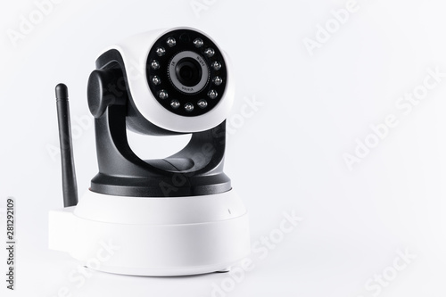 Surveillance Camera in white background isolated