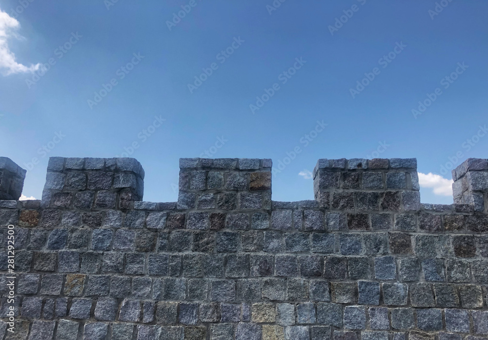 fortified castle wall on background blue sky fortified castle wall on background blue sky