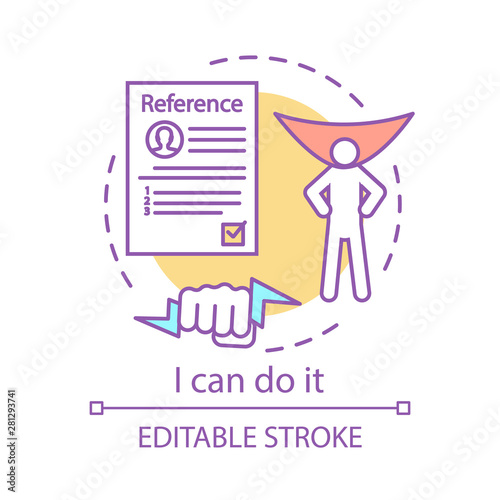 Confident businessman concept icon. Business motivation idea thin line illustration. I can do it. Achievement of success. Hard work. Yappie, workaholic. Vector isolated drawing. Editable stroke