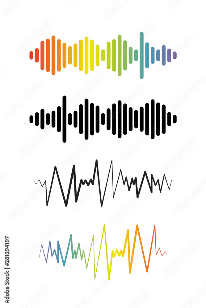 Set of Audio wave logos. Pulse music players