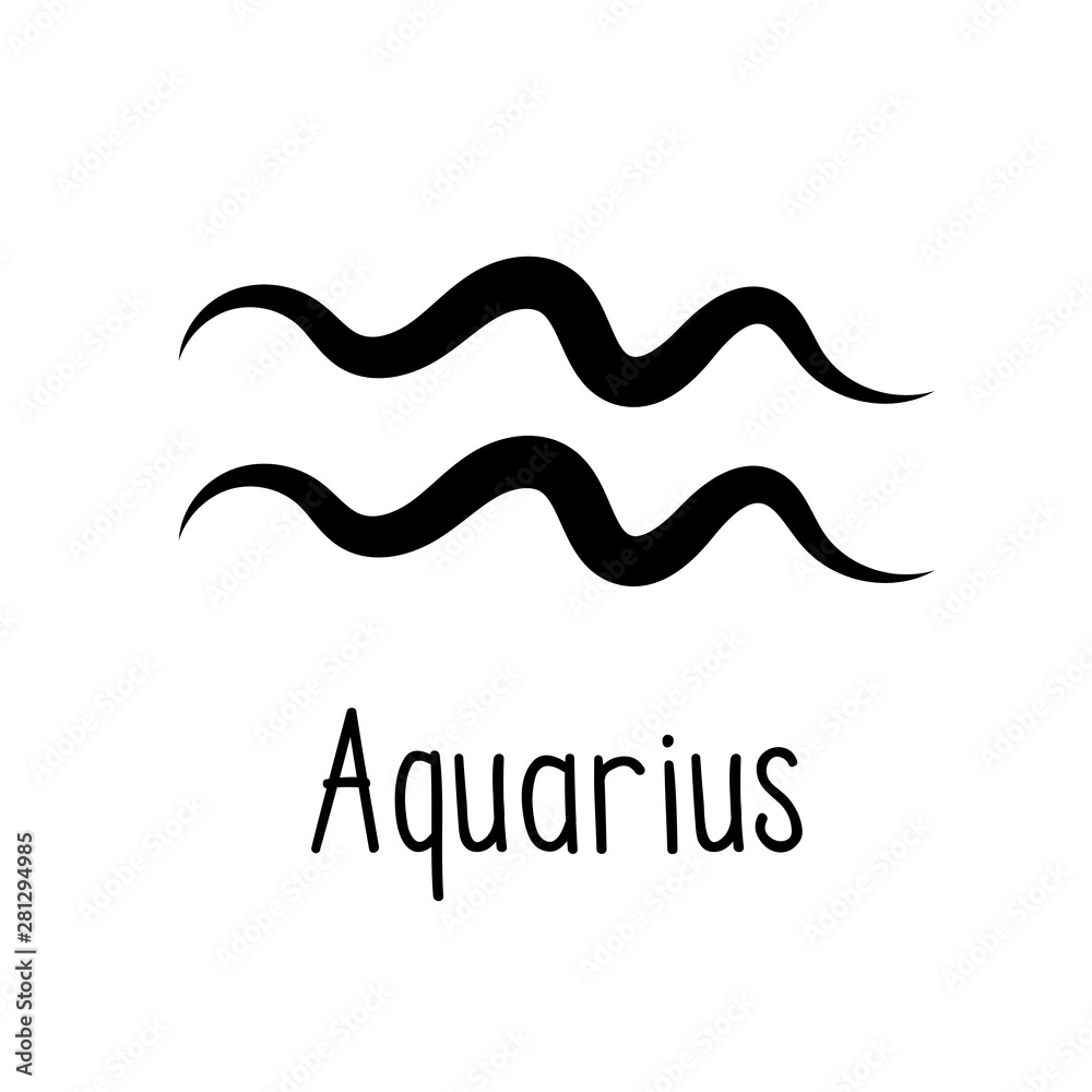 Aquarius astrological zodiac sign isolated on white background. Simple horoscope icon, astrology logo. Vector illustration.