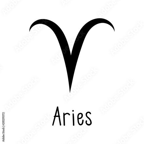 Aries astrological zodiac sign isolated on white background. Simple horoscope icon, astrology logo. Vector illustration.