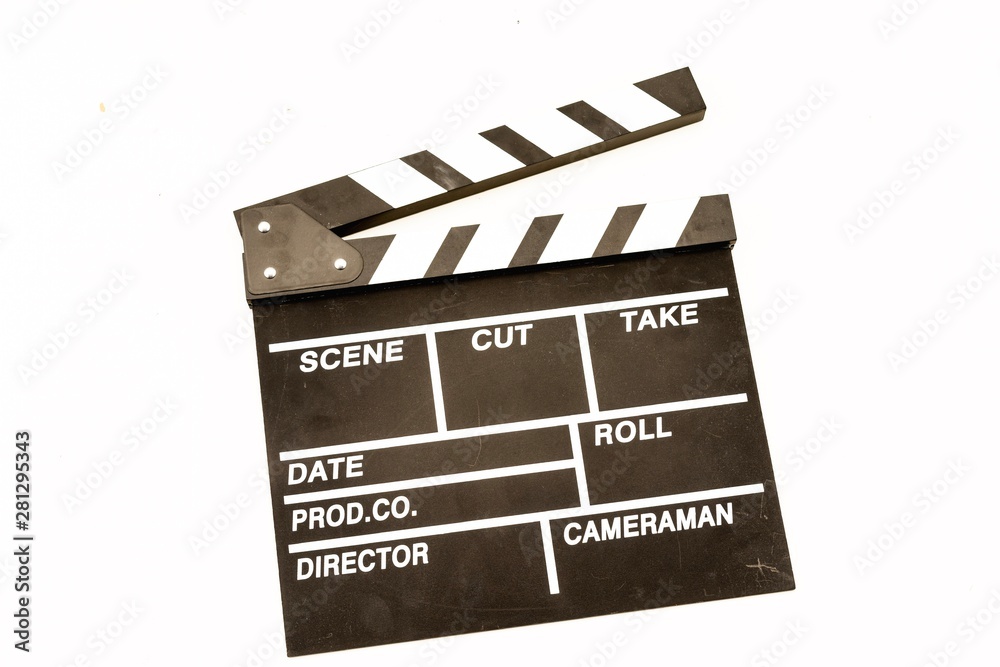 Clapperboard isolated against white background