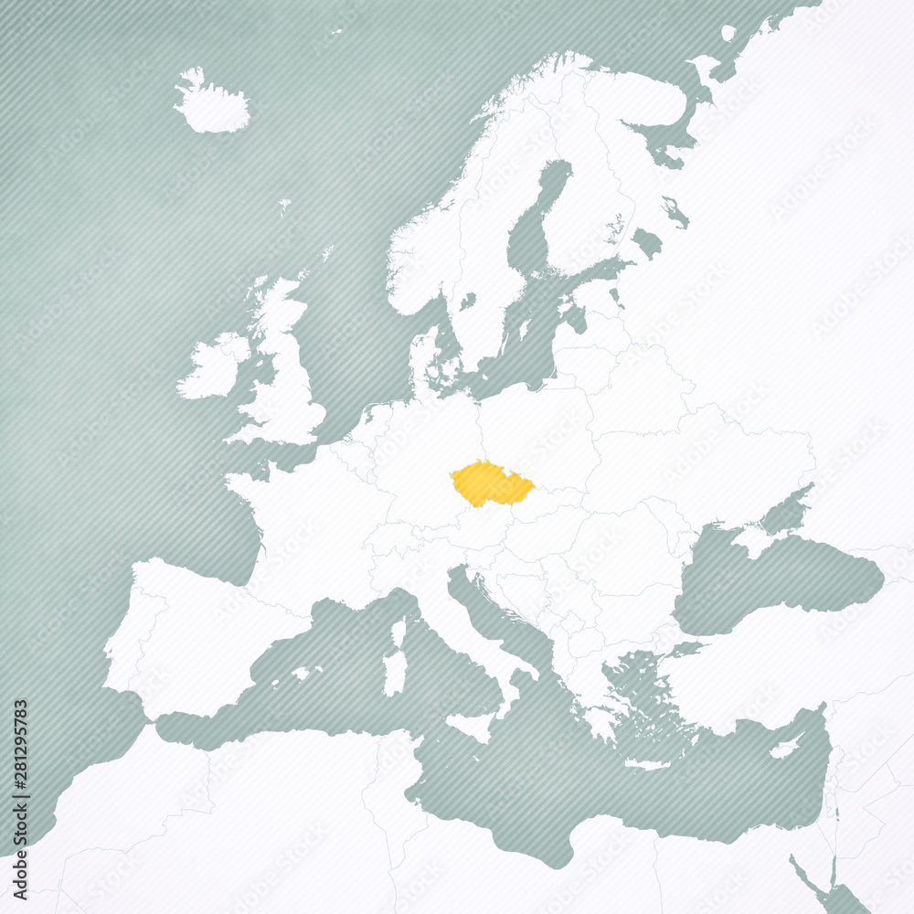 Naklejka premium Map of Europe - Czech Republic