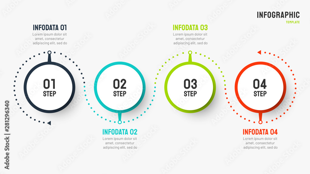 Fototapeta premium Timeline infographic design vector can be used for workflow layout, diagram, presentations, web design. Business concept with 4 options, steps or processes.