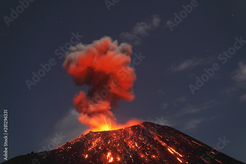 View of eruption of Krakatoa volcano photo