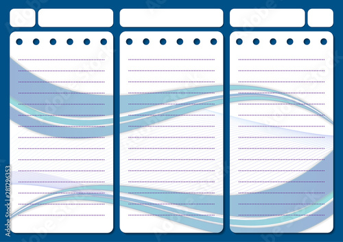 Stylish sheets for a personal diary, template planner. Organizer with notes and to-do list.