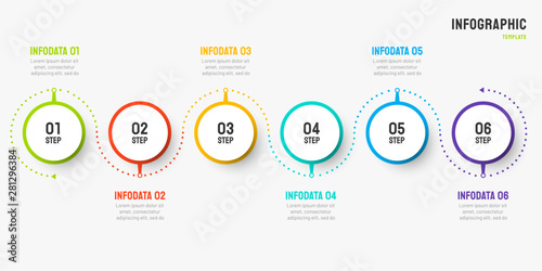 Timeline infographic design vector can be used for workflow layout, diagram, presentations, web design. Business concept with 6 options, steps or processes.