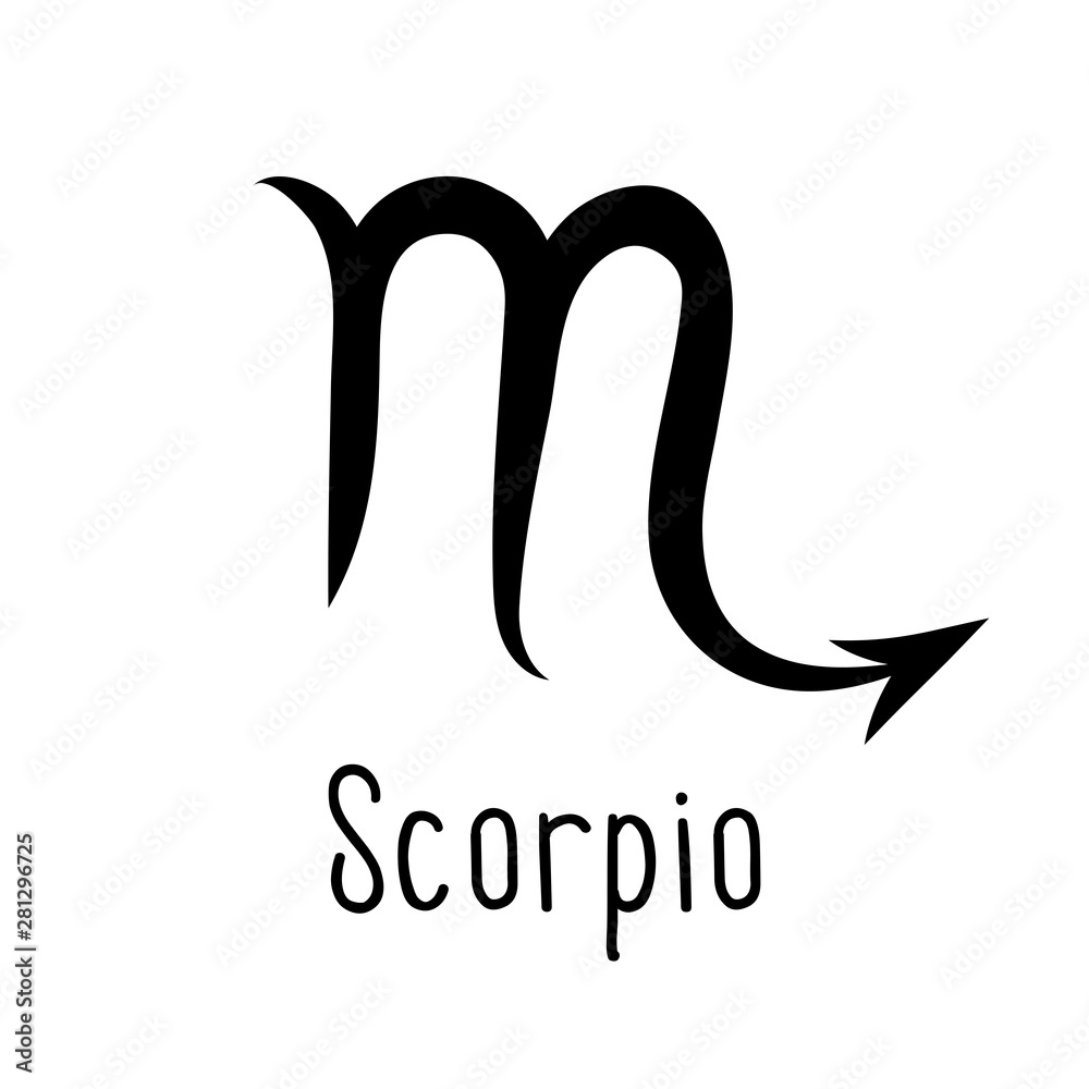 Scorpio astrological zodiac sign isolated on white background. Simple