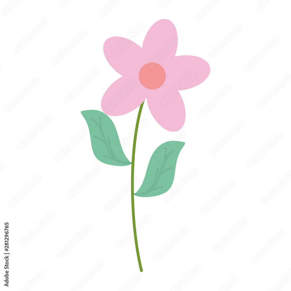 cute flower and leafs garden plant decorative icon