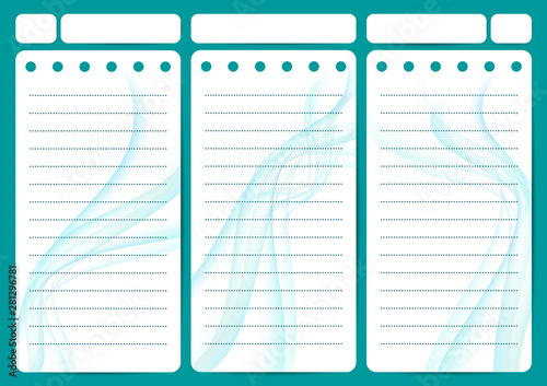 Stylish sheets for a personal diary, template planner. Organizer with notes and to-do list.