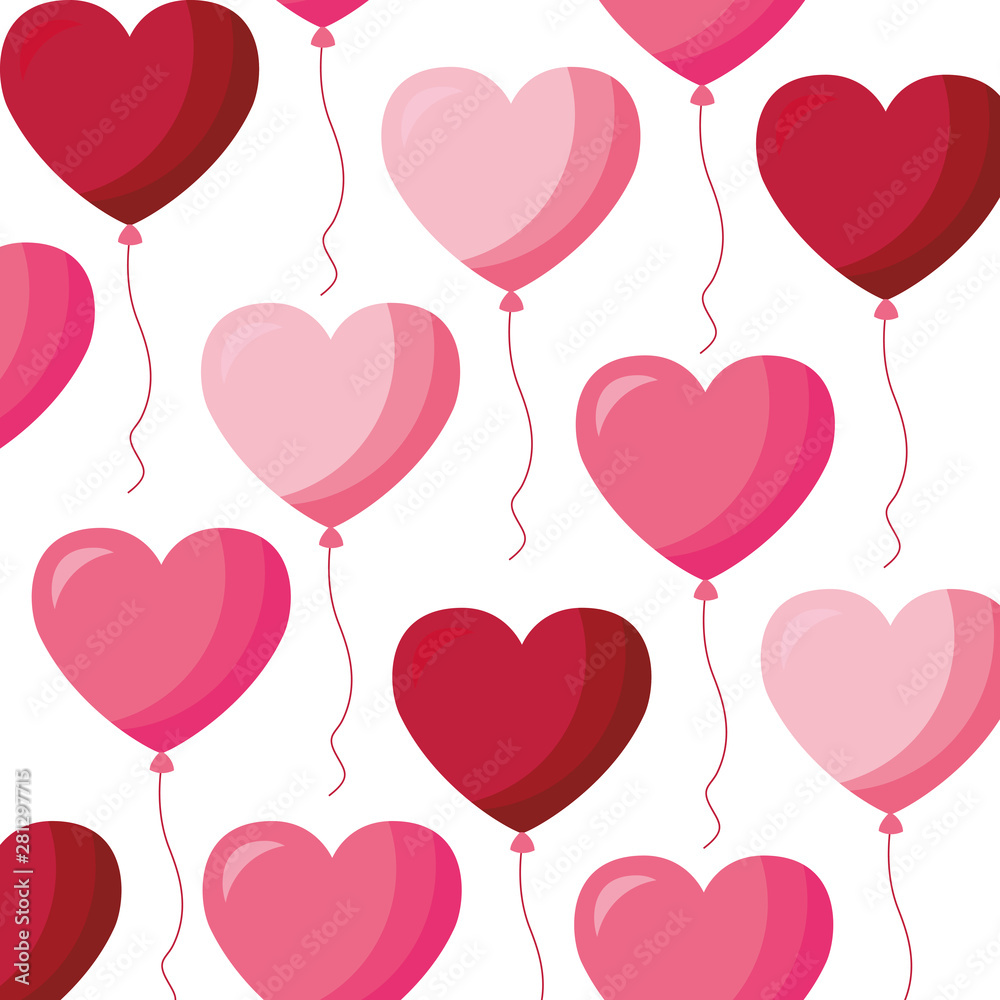 Love represented by hearts balloons vector design