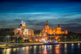 Night view on the Szczecin city, Poland