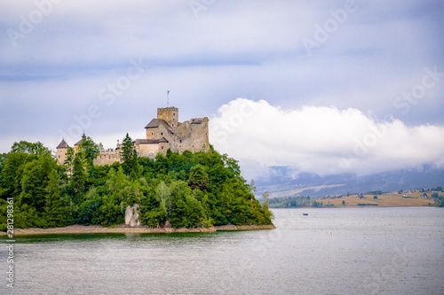 Medieval castle on lake Czorsztyn. Beautiful nature. Niedzica  Poland