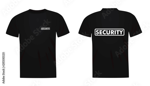 Black security t shirt. vector illustration